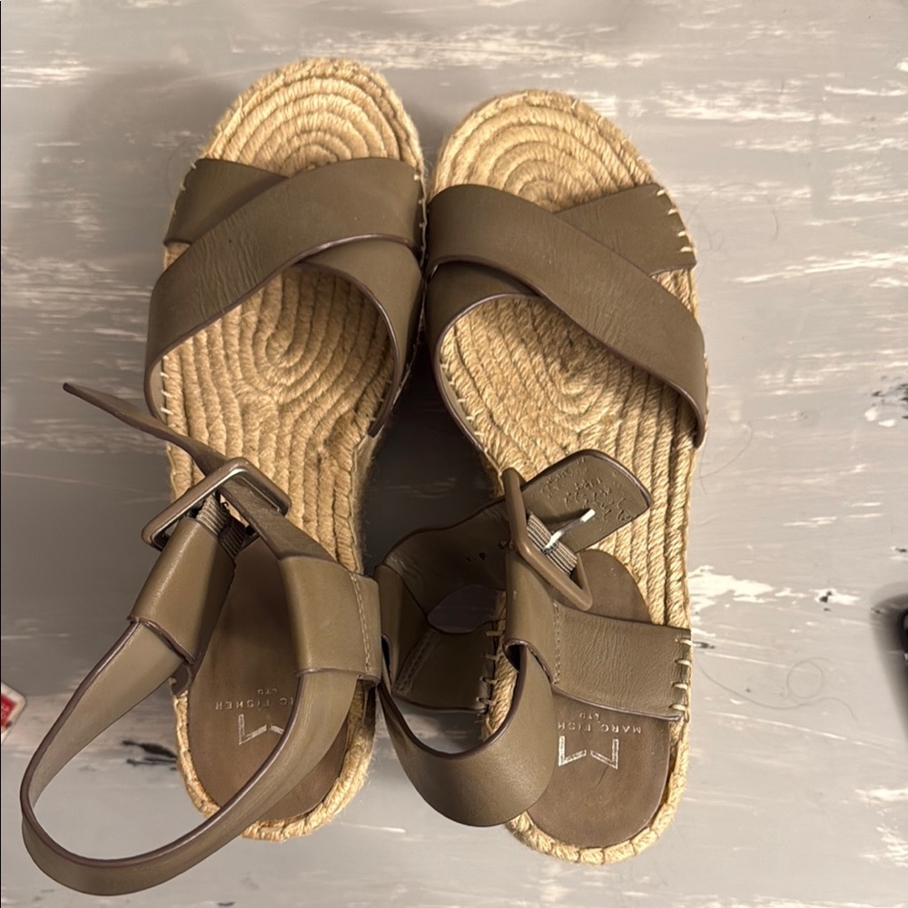 Marc Fisher Brown Espadrille Shoes with Ankle Strap